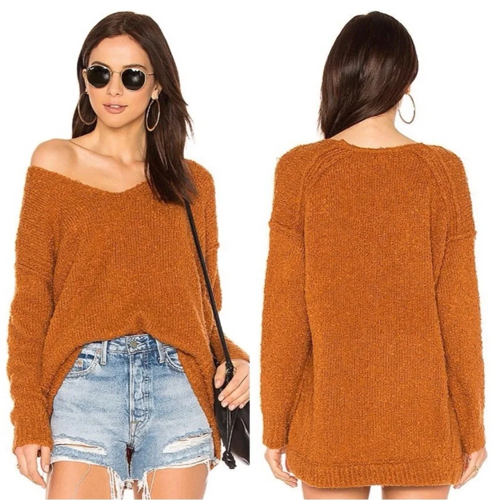 Free People Oversized V-Neck Alpaca‎ Blend Sweater XS
